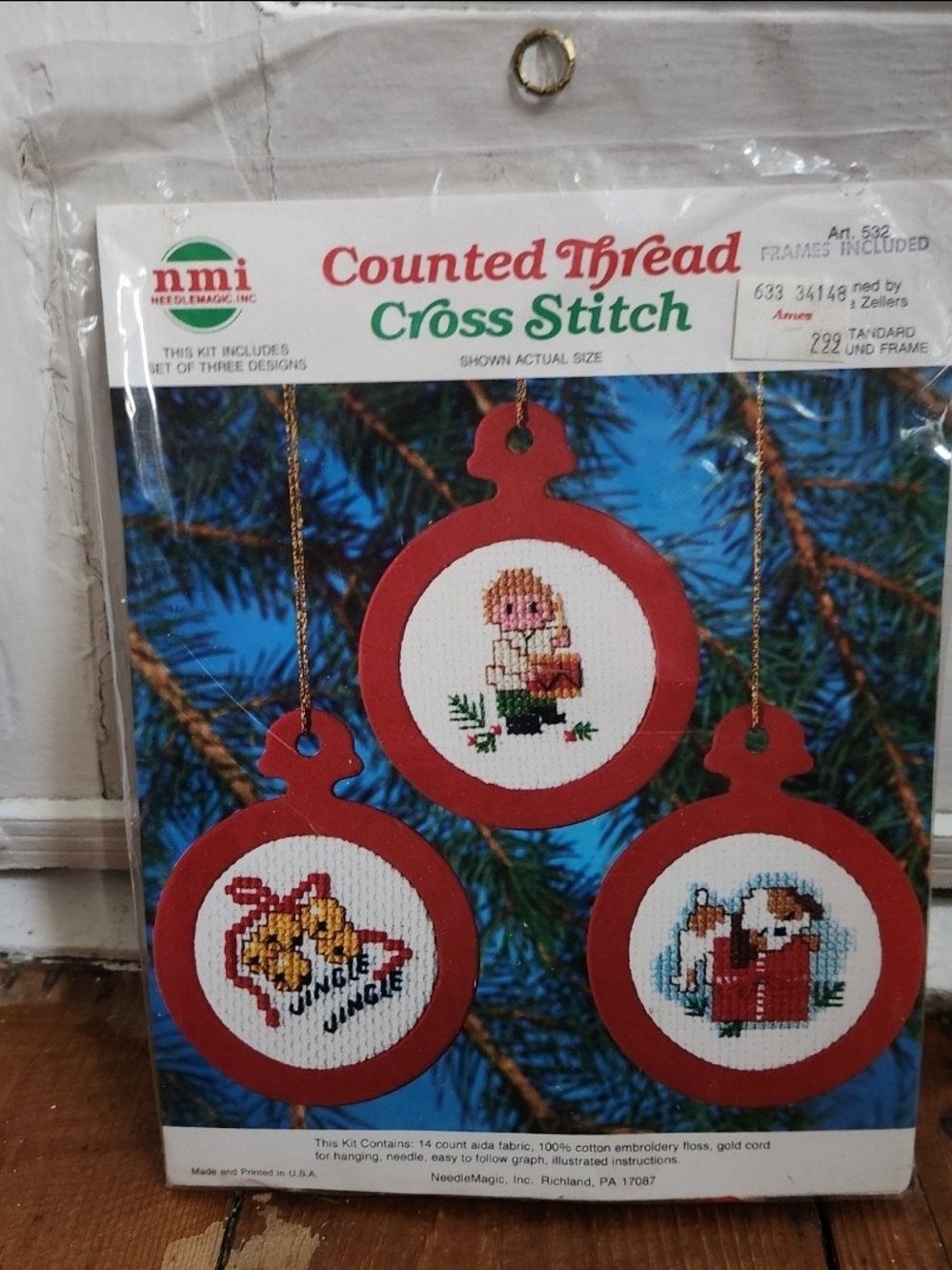 NEW 1980s NMI Set of 3 Christmas Ornaments 532 Counted Cross Stitch Kit